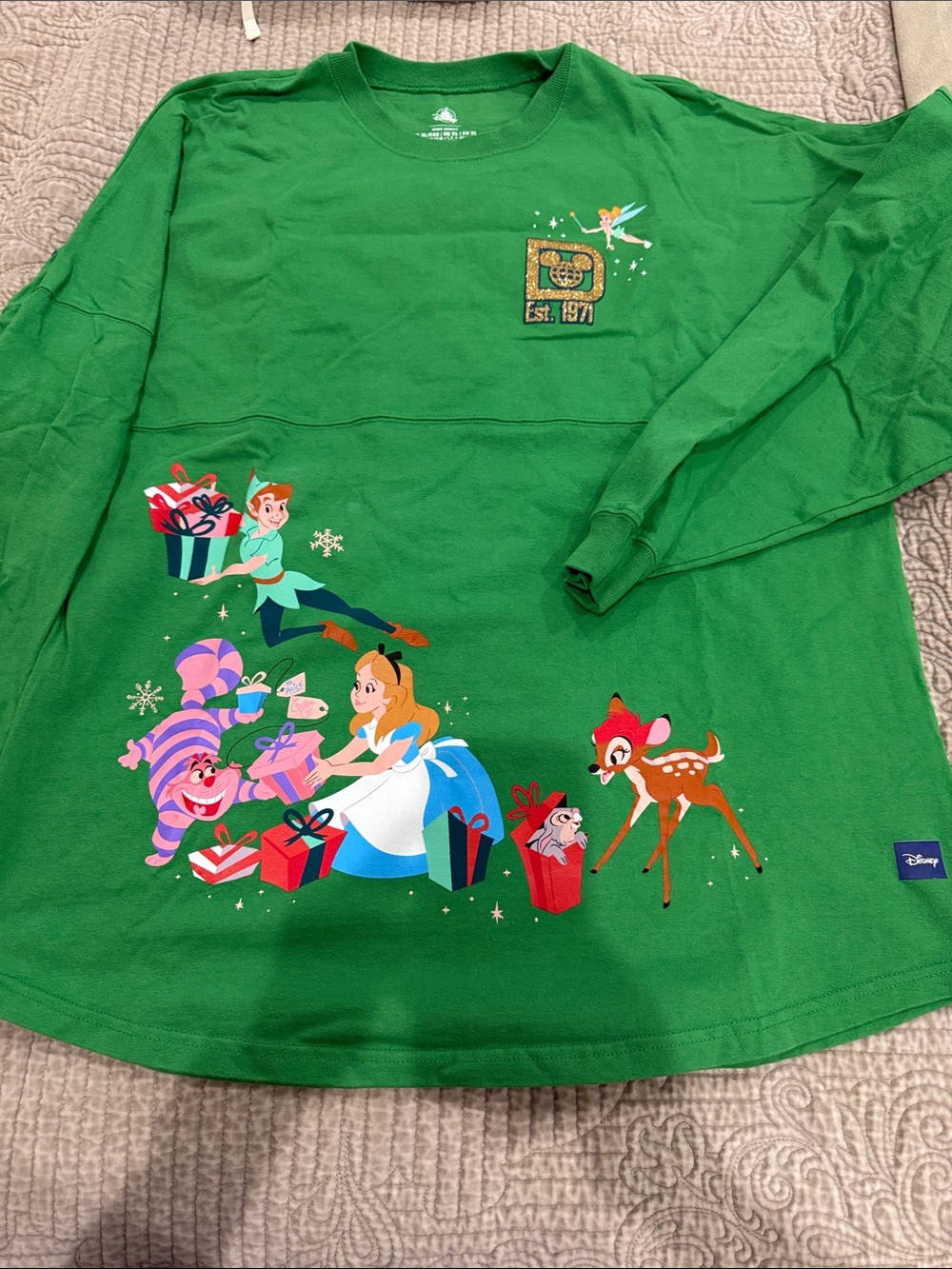 Disney Green Alice in Wonderland Holiday Gift Graphic Long-Sleeve Tee
